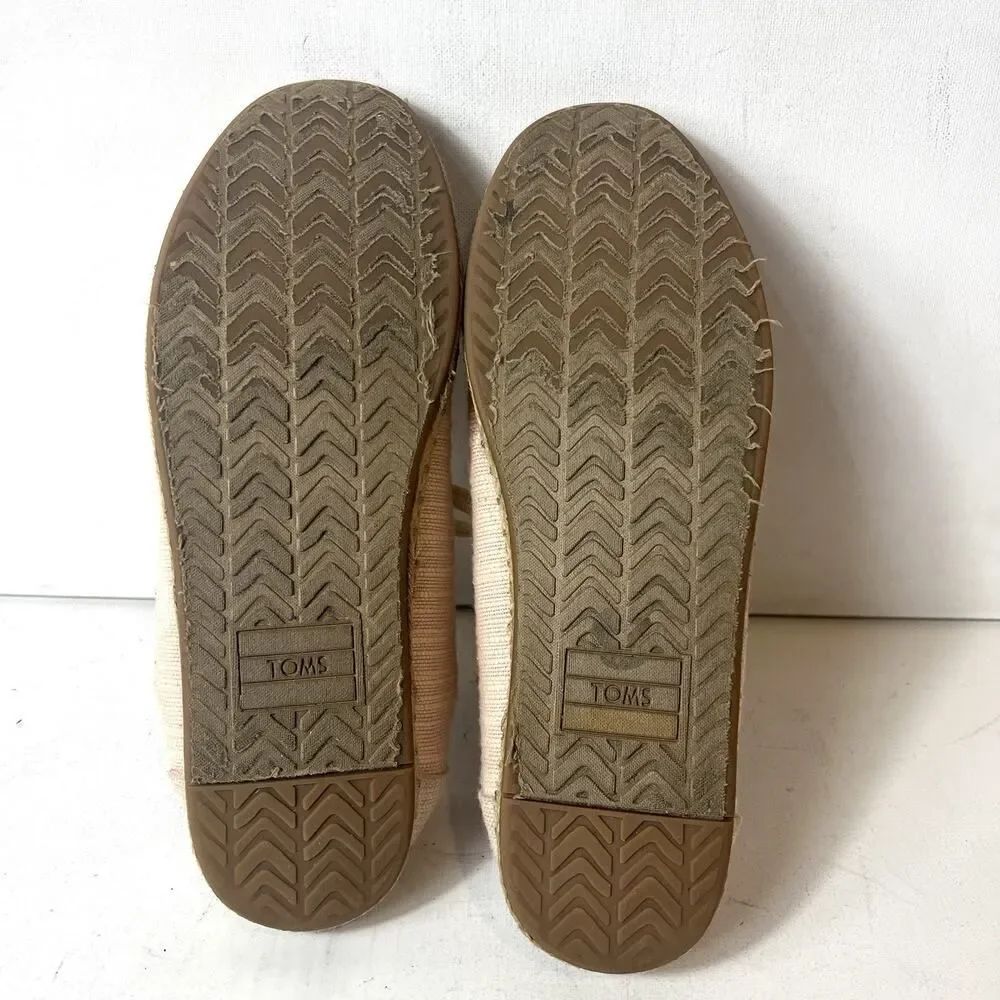 TOMS Womens Size 9 Comfort Casual Light Pink Fabric Espadrille Lace Up Flat Shoe